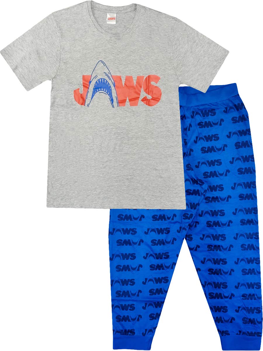 Prettycrowd Men's Blue Official Character Pyjamas Pyjama Set Nightwear Lounge Bottoms T Shirt Gift Jaws L