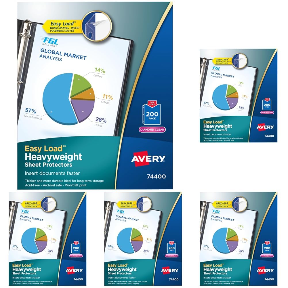 Avery Diamond Clear Heavyweight Sheet Protectors, Easy Load, Document Protectors (74400) (Pack of 1000)