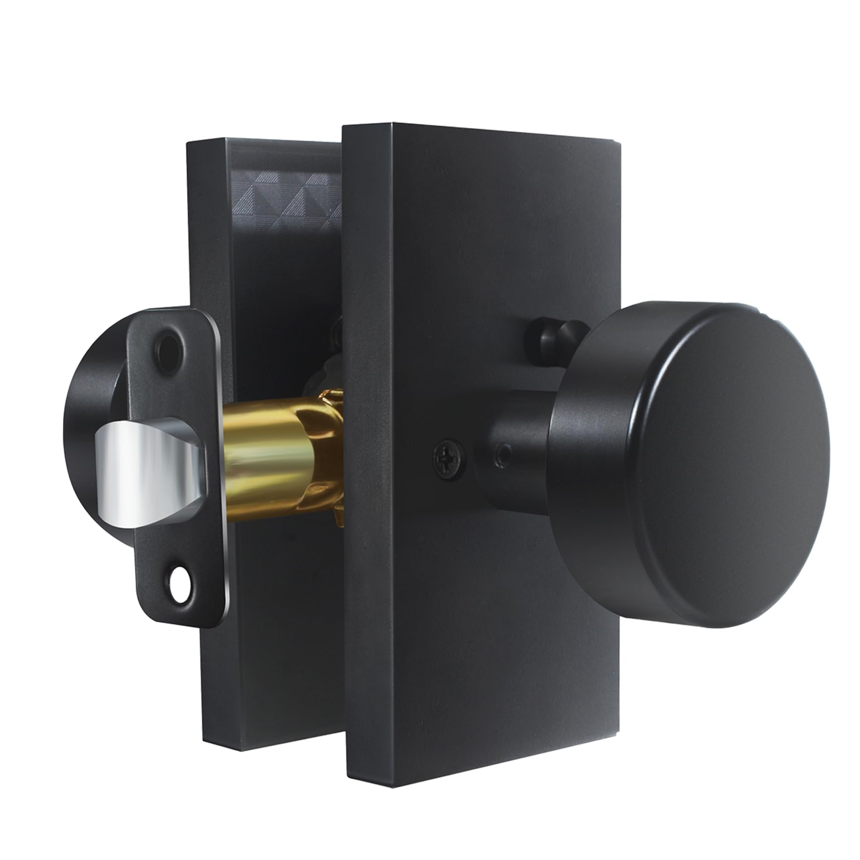 Satin Brass Privacy Door Knobs with Lock -14