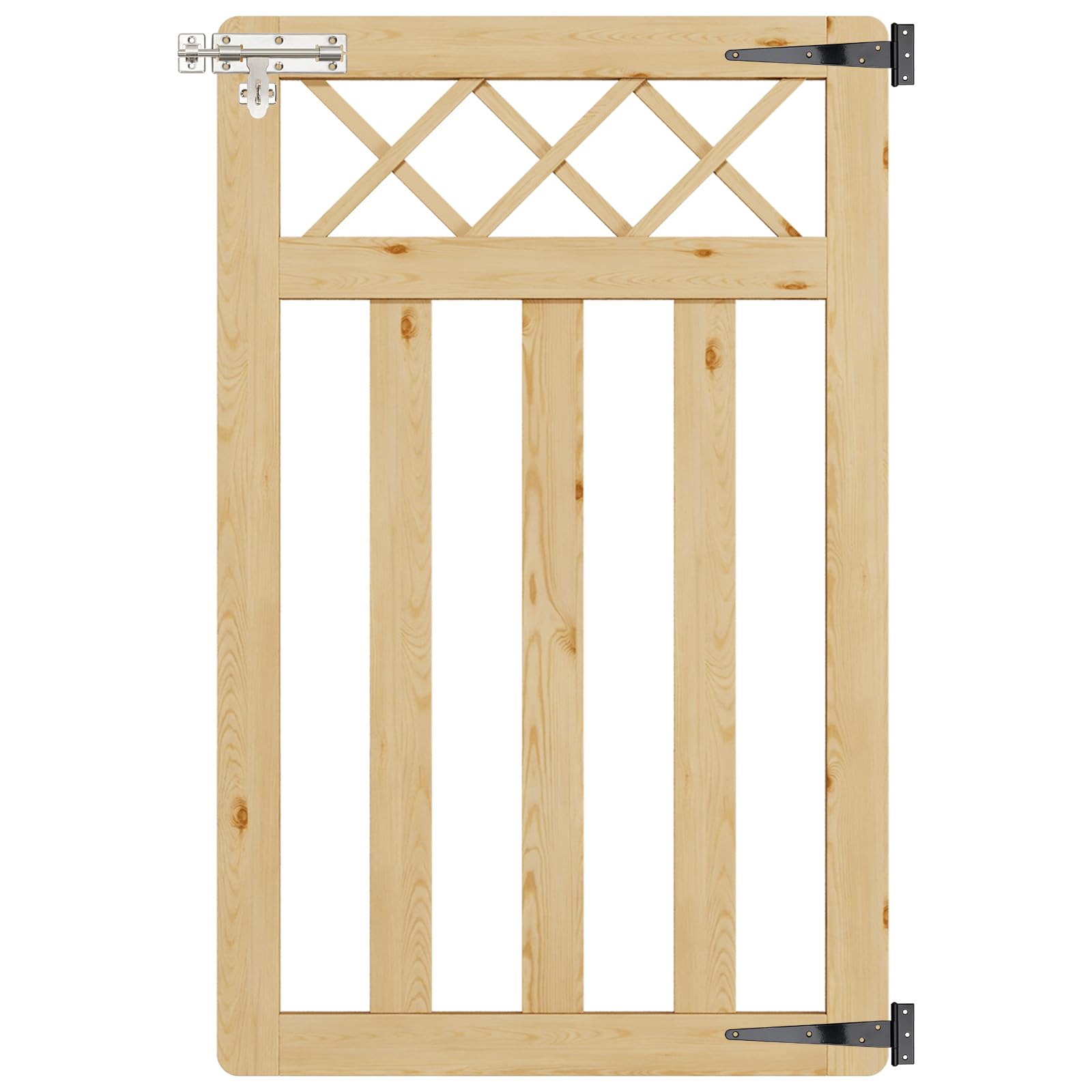 INMOZATA Garden Gate Wooden Pedestrian Gate with Gate Lock and Hinge, 3ft Wide x 3ft High (90cm Wide*90cm High) — view 10