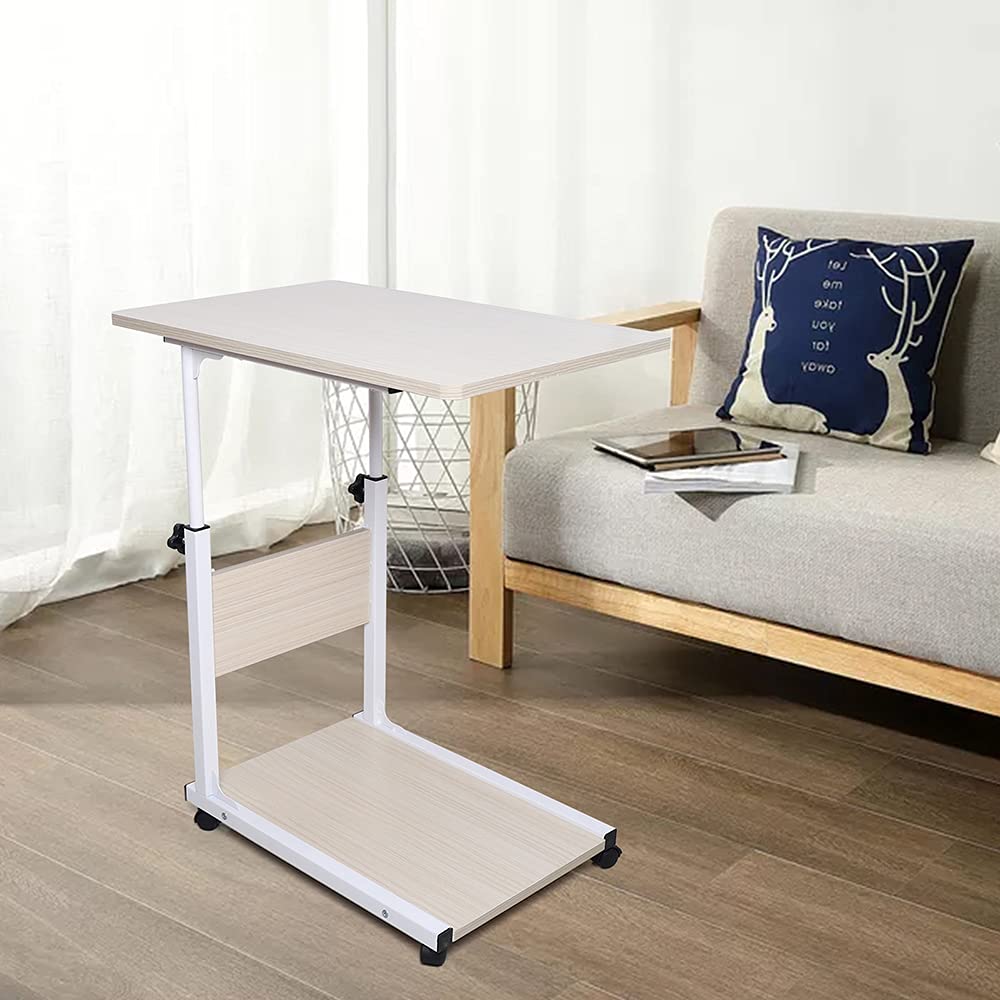 Table de lit sur roulettes d'appoint Mobile pour lit de Soins d'hôpital Hauteur Réglable Bois Simple et Moderne Levage Libre 50 * 35*(55-80) CM