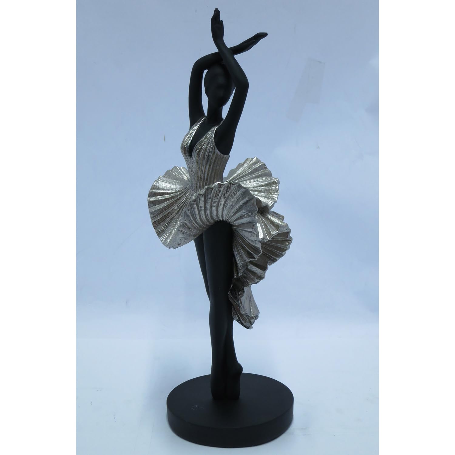 GILDE Scultura Ballet – Ballerina in resina – nero opaco – effetto metallico – altezza 44 cm x diametro 14 cm