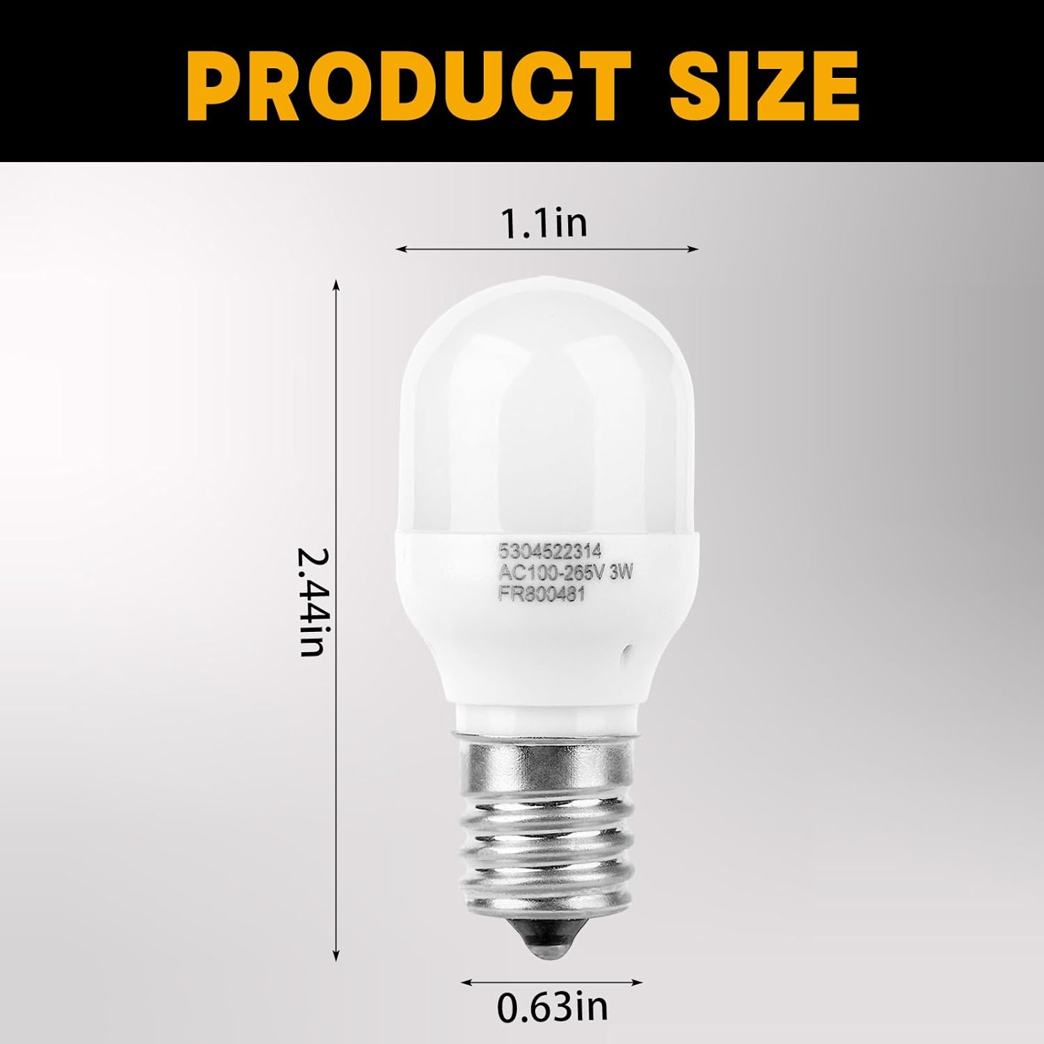 2-Pack 3W E17 Base LED Refrigerator Light Bulb, Universal Replacement for Refrigerator/Freezer, AC100-265V Color Temperature Options