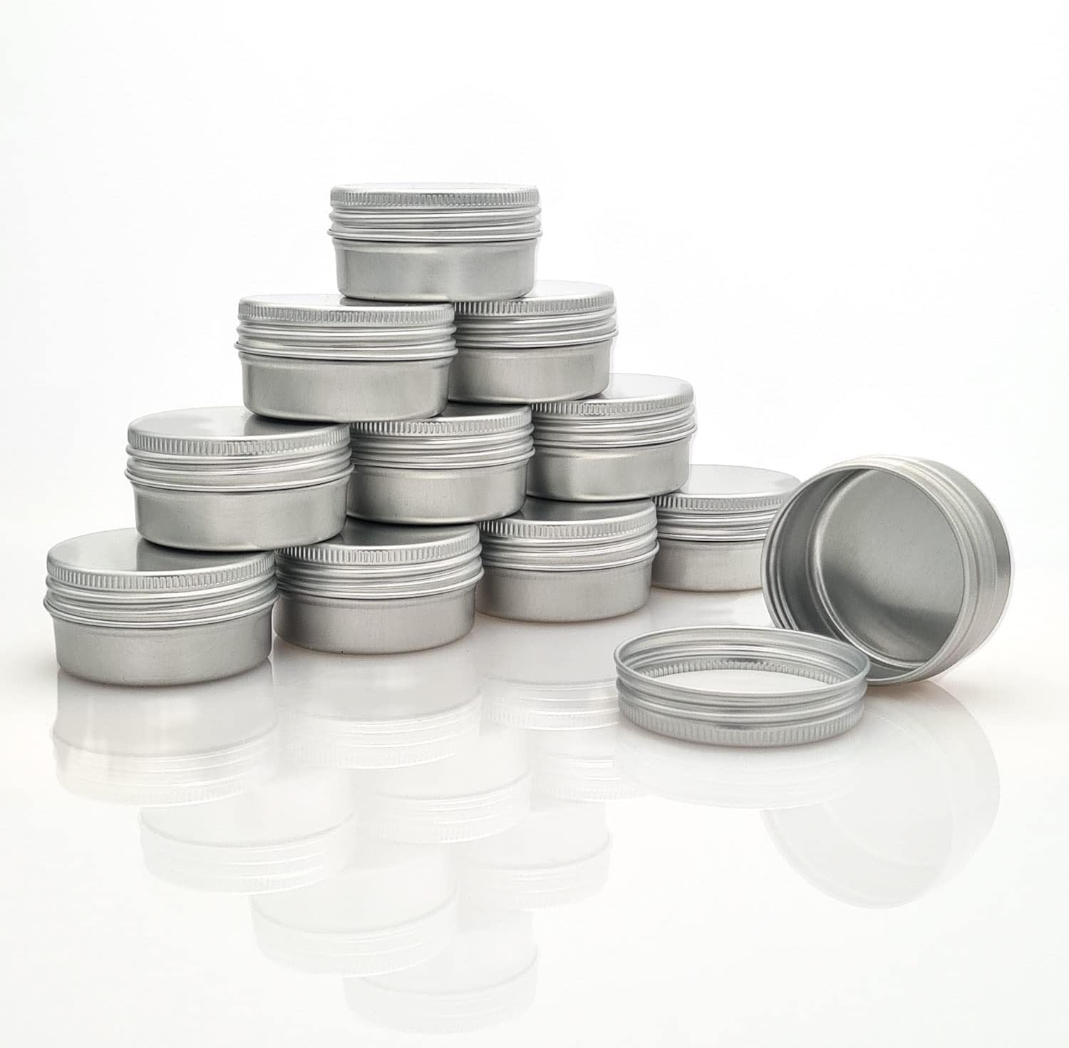 Avalon 15ml Aluminum Silver Metal Pots - Pack of 25 - Empty Small Mini Metal Tins for Cosmetics/Lip Care/Craft Storage/Nail Art/Survival/Stash Tins - BPA Free, Airtight, Refillable