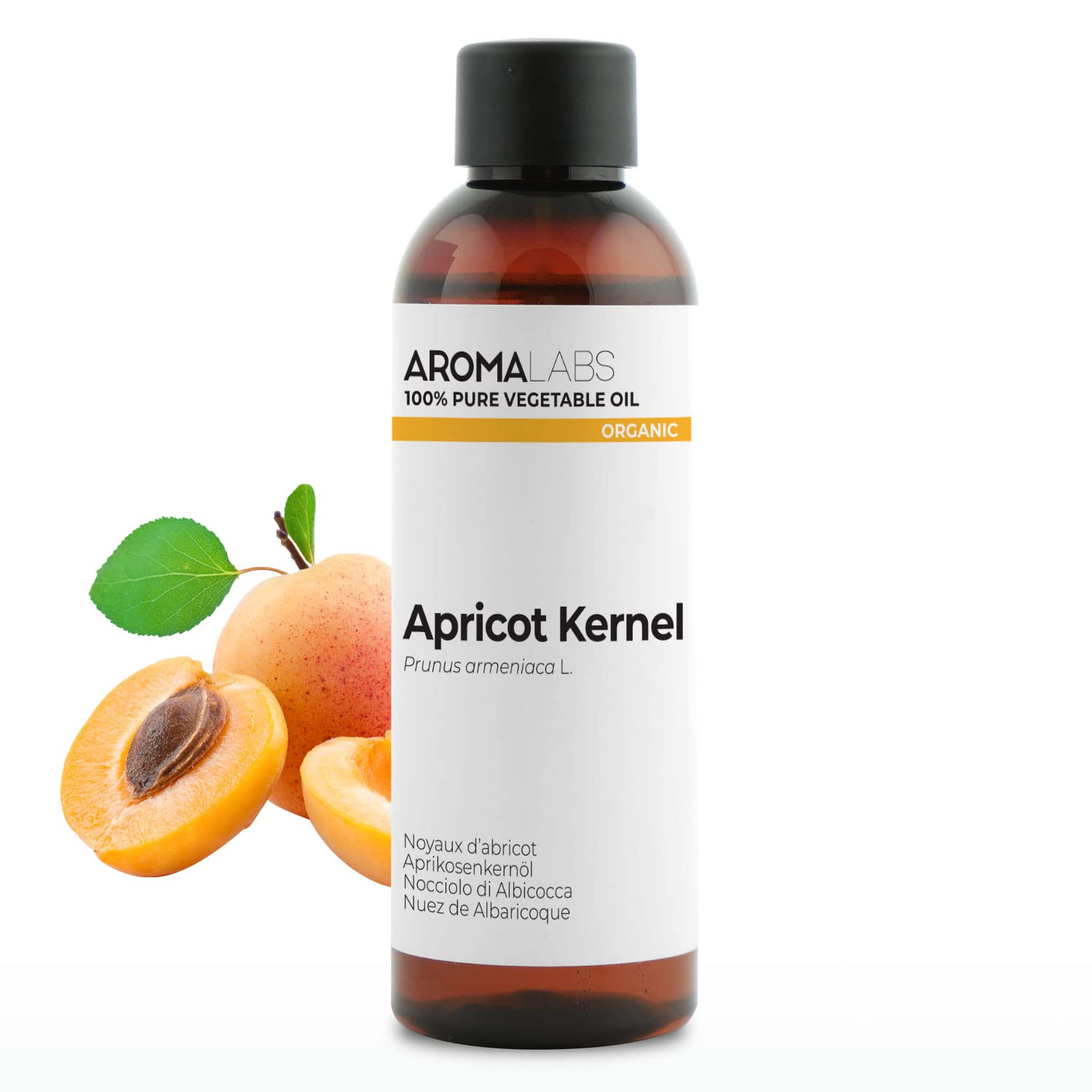 ORGANICZNY - DOŁY APRICOTOWE Olej Roślinny - 100mL - 100% czysty, naturalny, tłoczony na zimno i certyfikowany AB - AROMA Labs (Marka francuska)