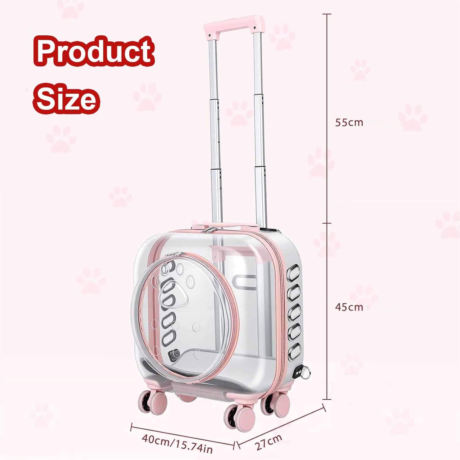 Transportín con Ruedas para Mascotas, con Asa Telescópica De 0 a 55 Cm, Correa para El Hombro Y Asa Superior. Ideal para Cachorros Y Gatos De Menos De 6 Kg. para Viajar, Pasear