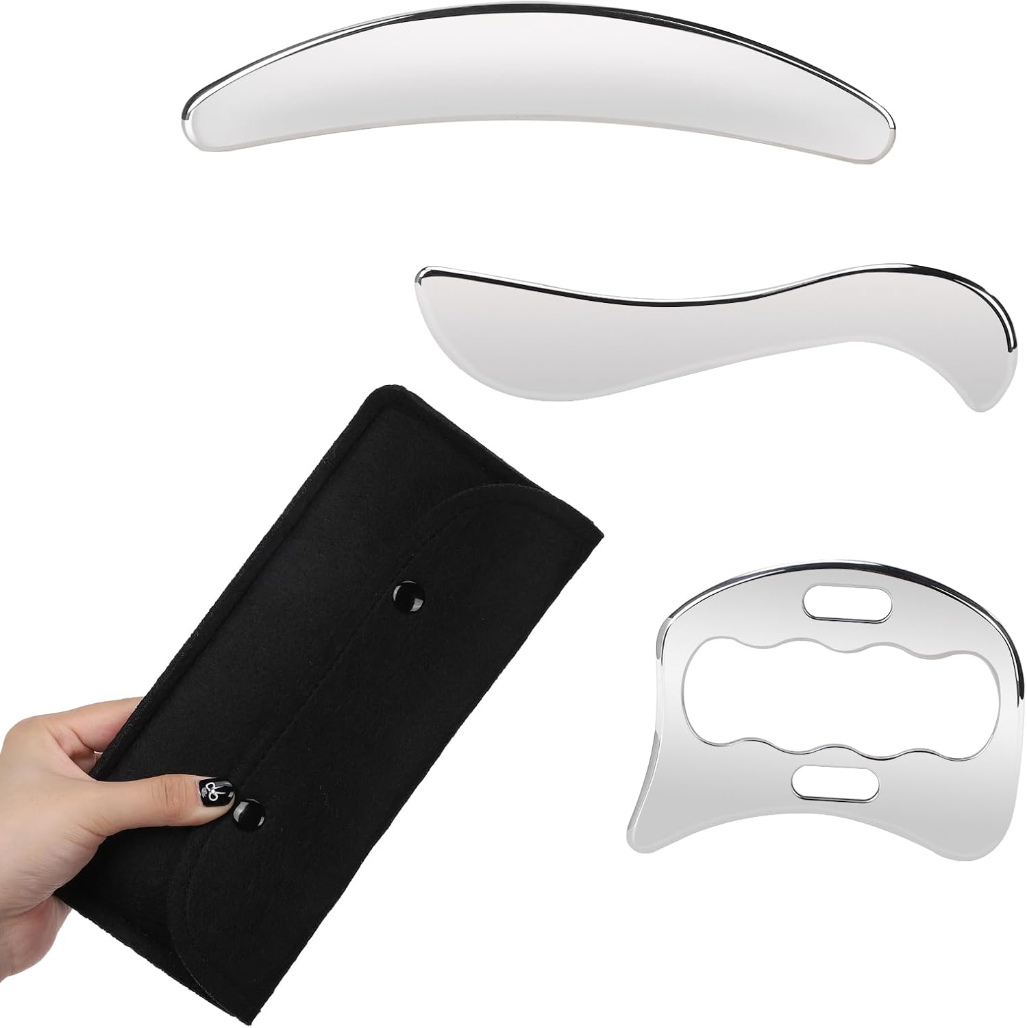 Stainless Steel Scraping Tool Back Leg Arm Physiotherapy Scraping Tool Soft Tissue Massage Tool (3PCS)