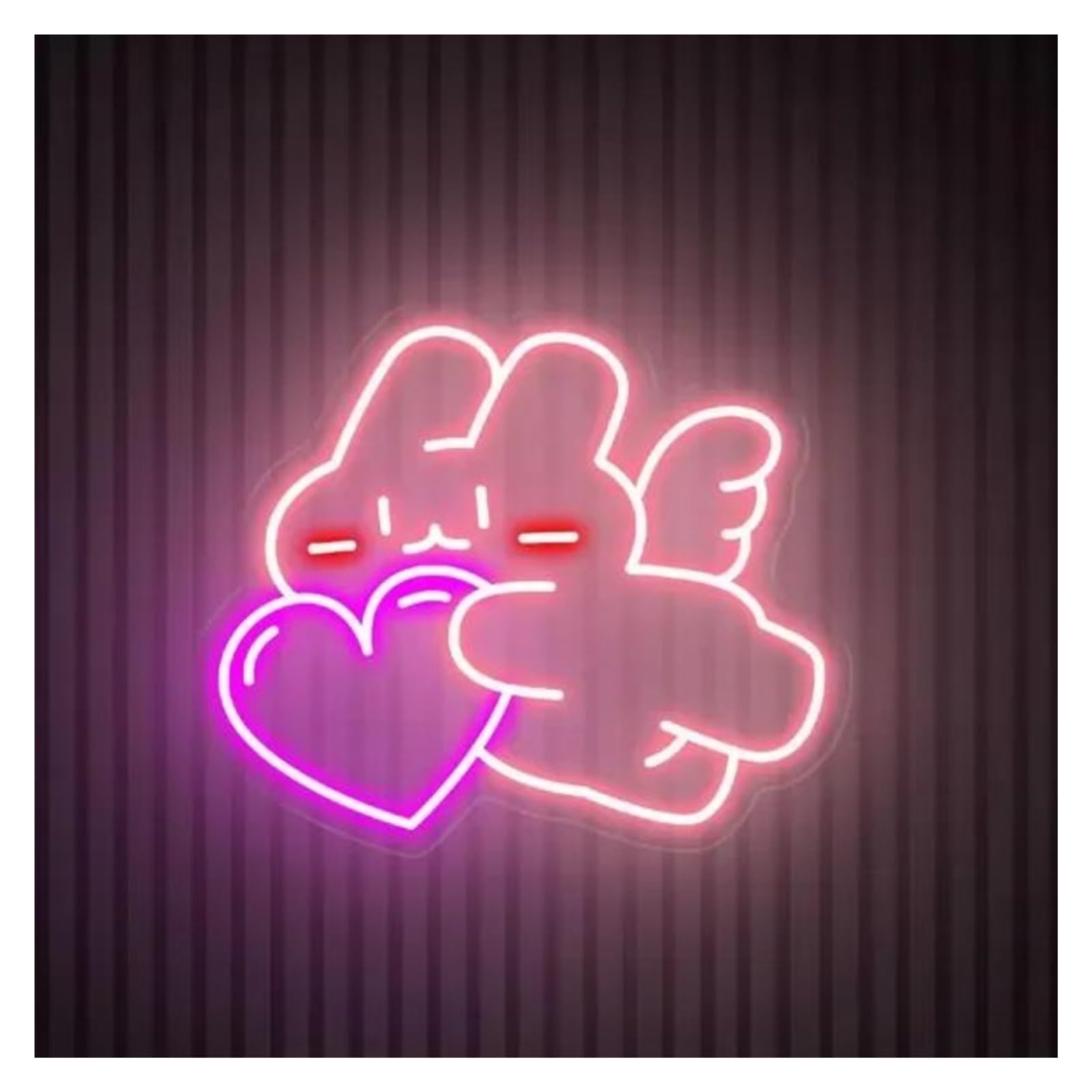 LEMST Signs Lamp USB Powered Rabbit with Heart Neon Lights, Cute Rabbit Angel Neon Signs, for Party Bedroom Decor Neon Sign(E,40cmx40cm)