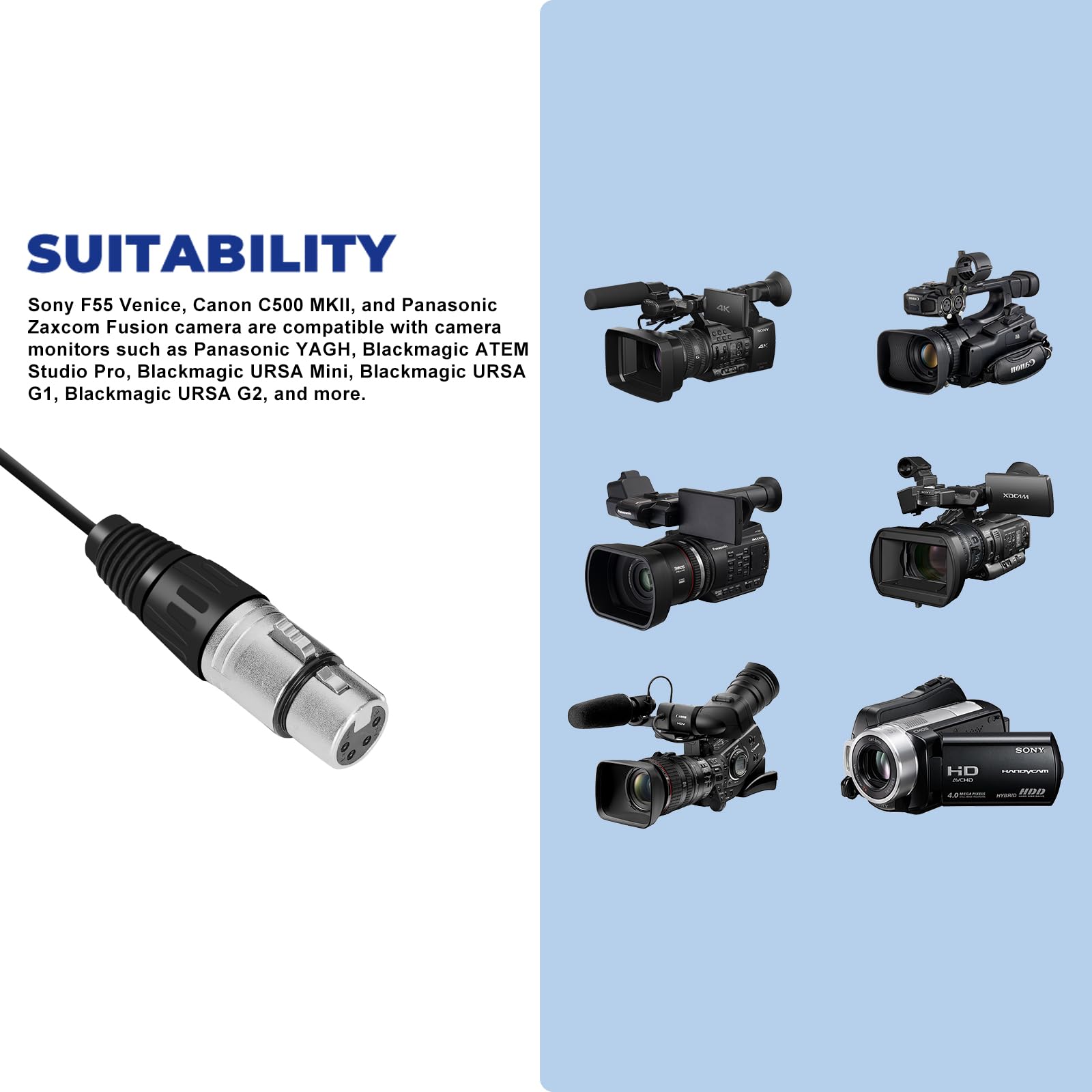 XLR 4 Pin 12V DC Power Supply Adapter For Sony HDC-5500 PXW-Z750 PDW - View #4