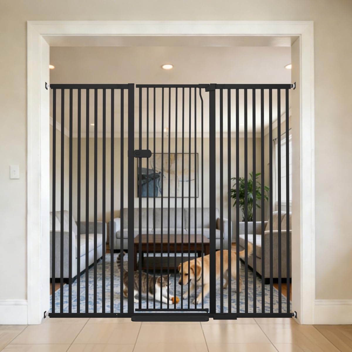 Photo 1 of Lumizone Extra Tall Pet Gate - 61" H, 63-67" W, Black