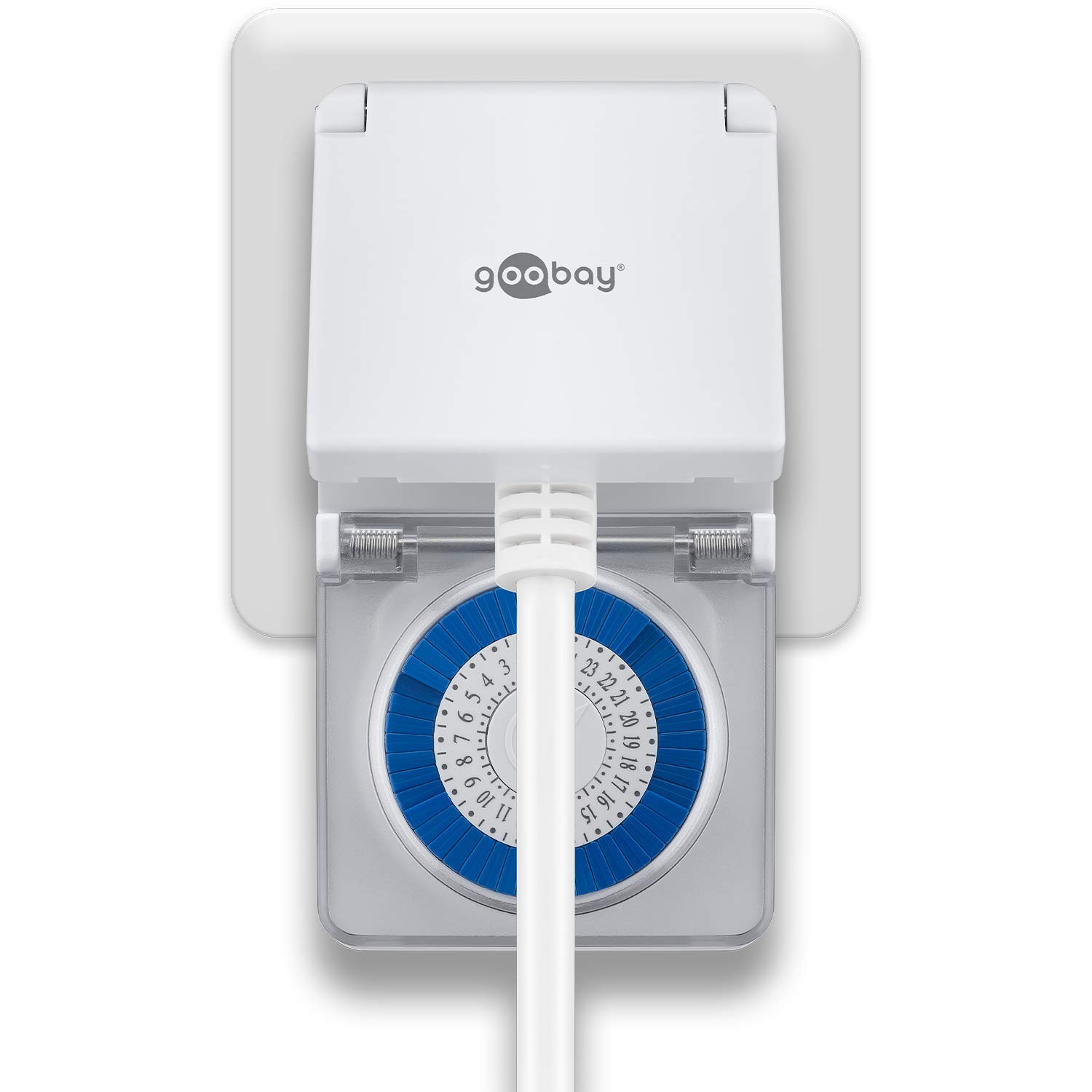 Goobay 73289 Prise comprenant la minuterie mécanique avec le programmeur de compte à rebours et protection contre projections d´eau IP44