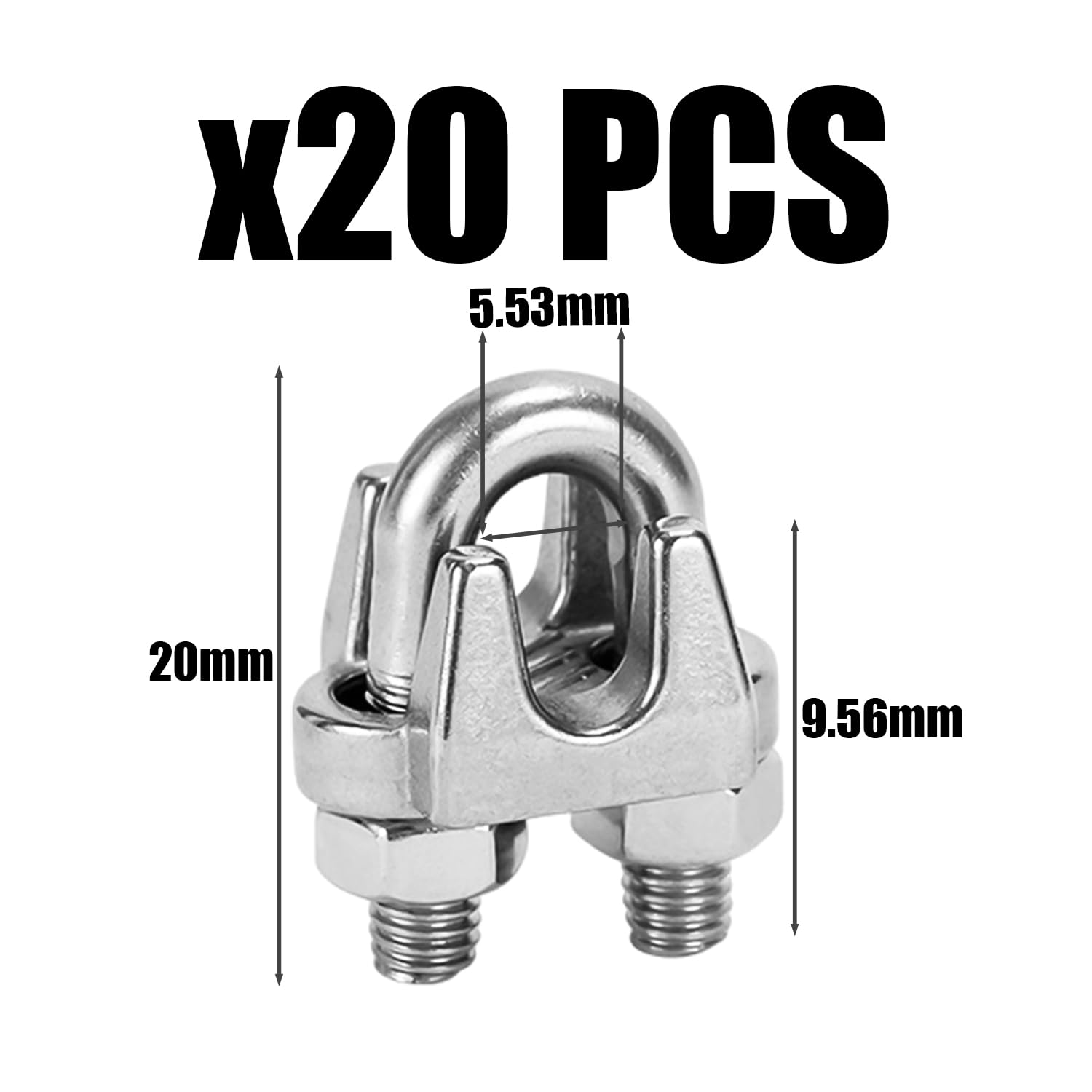 20 Piezas De Mandriles De Cable, Abrazaderas De Cable De Acero Inoxidable, Sujetadores De Sillín con Pernos En Forma De U, Adecuados para Muebles, Tuberías De Seguridad Y Equipos De Gimnasia.