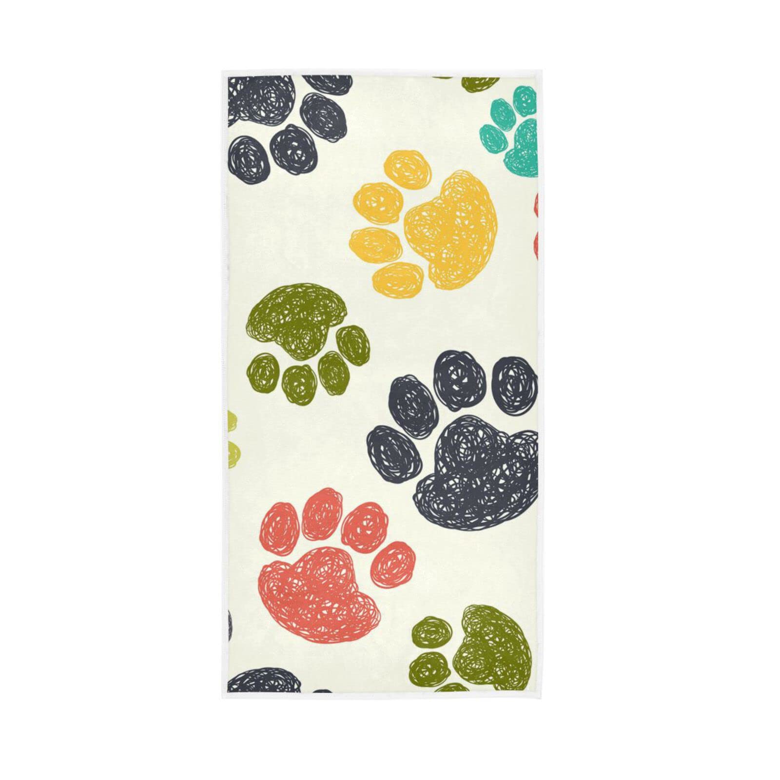 LSRCPD Hand Towels Colourful Paw Print Decor Fingertip Soft Face Towel Absorbent Bathroom Kitchen Towels