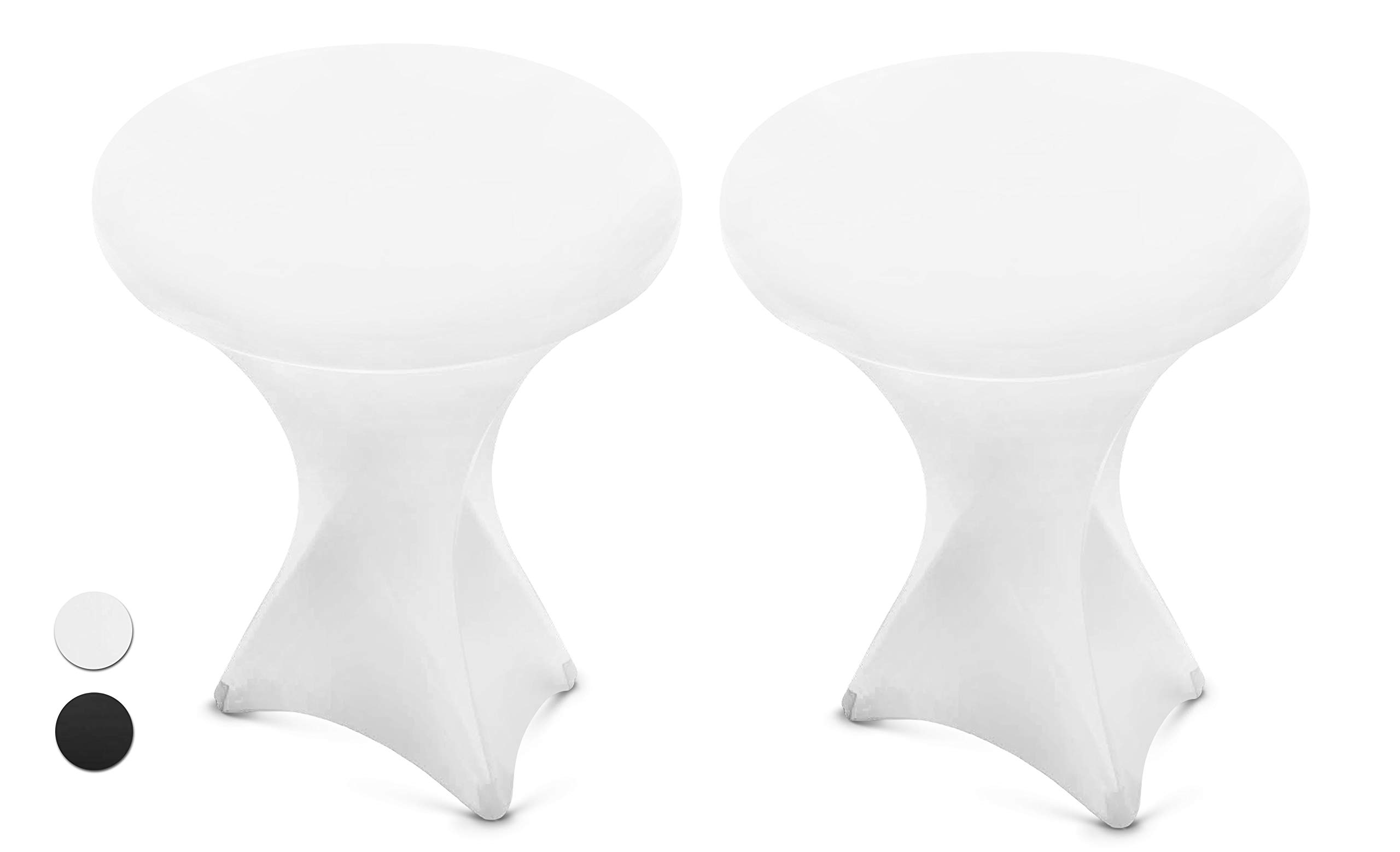 White Spandex Cocktail Table Cover - Fitted High Top Round Table Cloth, Round Tablecloth Covers for Pub Table, Round Kitc...