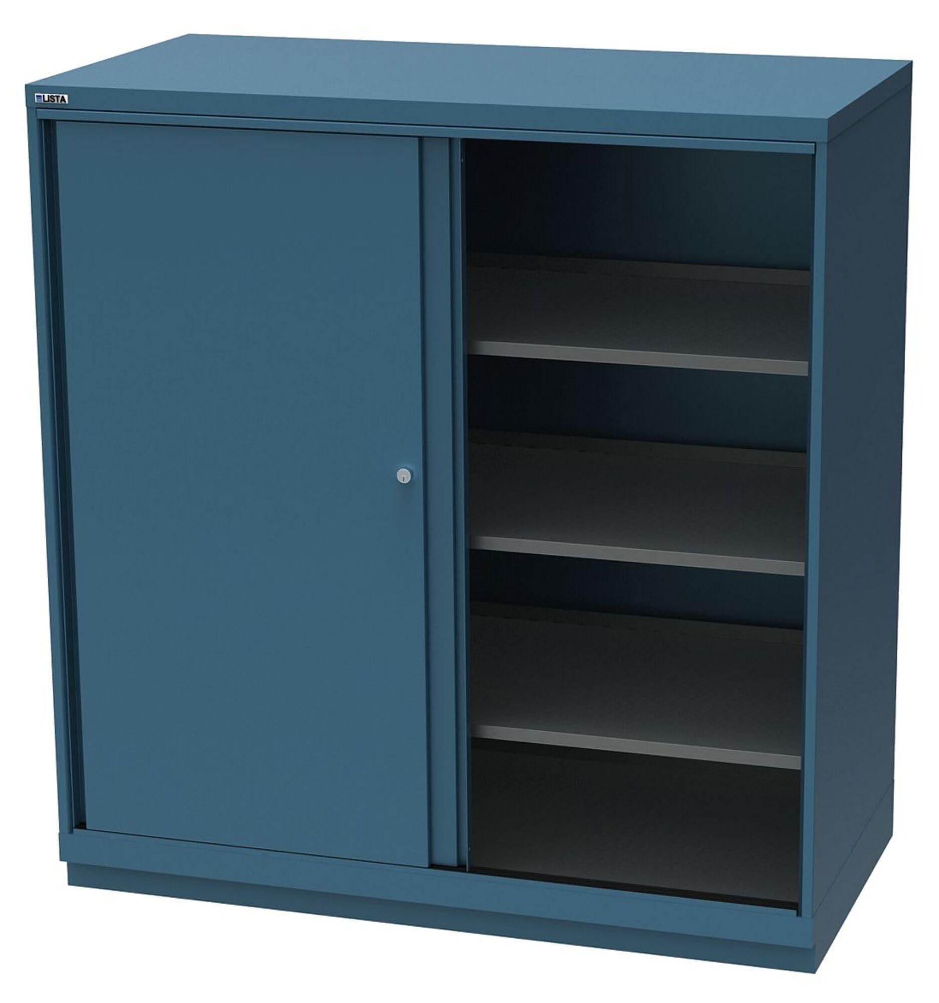 Lista International XSDWSD1350CB Cabinet, Sliding Door, 4 Shelves, 56-1/2" Width x 28-1/2" Depth x 59-1/2" Height, Classic Blue