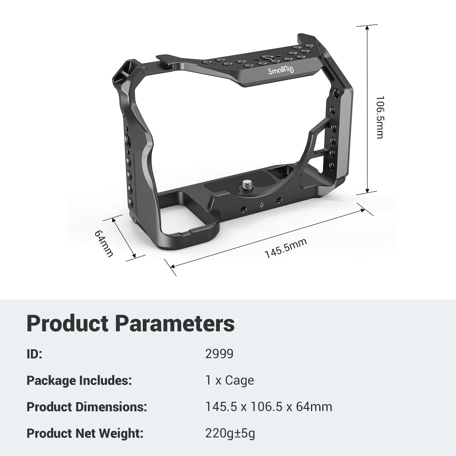 SMALLRIG Klatka Aparatu Do Sony Alpha 7S III / A7S III /A7S 3 z Zimną Stopką i Otworami Lokalizacyjnymi - 2999