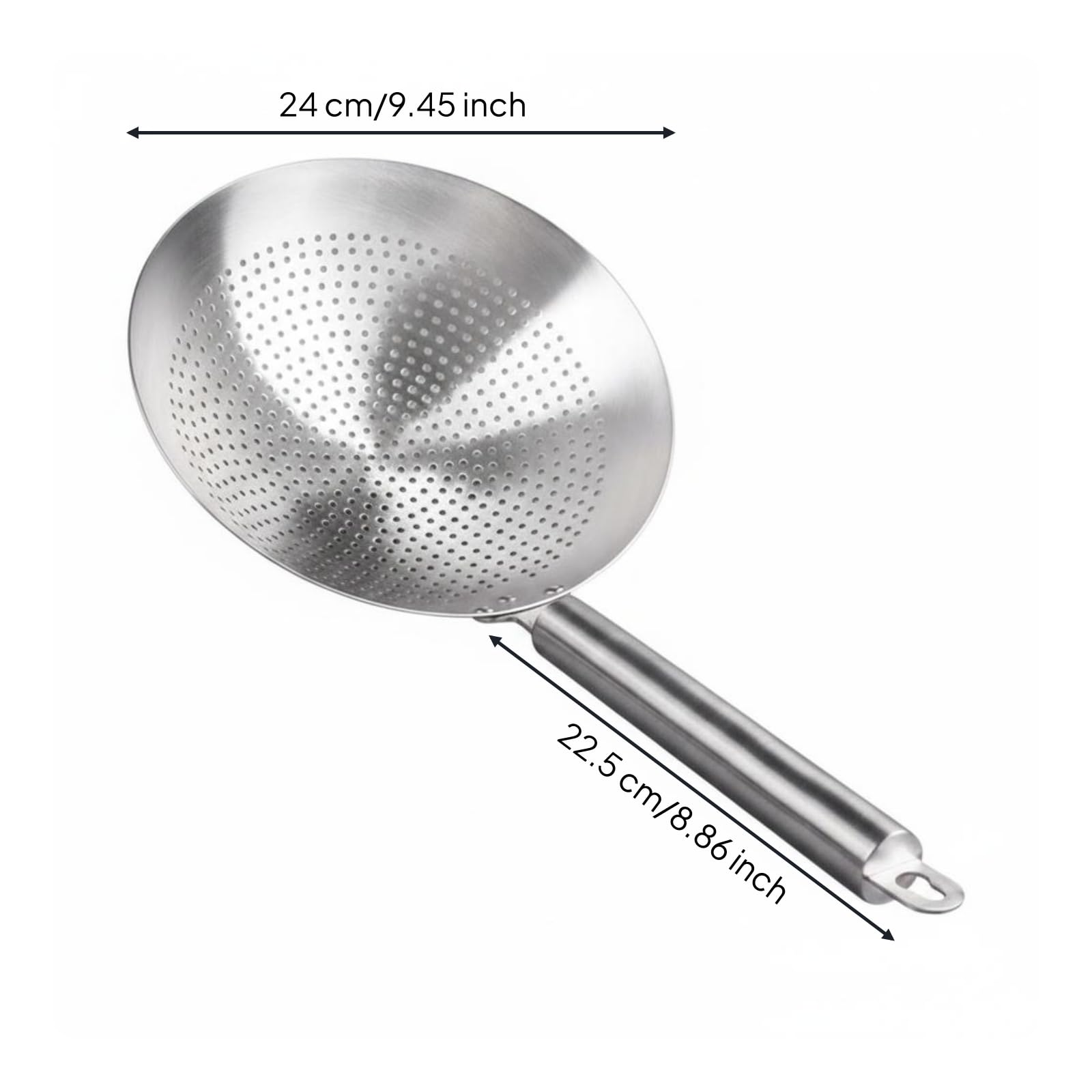 316L Edelstahl-Sieb hitzebeständig Schaumlöffel Edelstahl Lochsieb-Löffel, 24 Cm