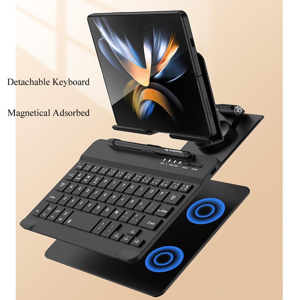Galaxy Z Fold 6 klawiatura i stojak z myszką kompatybilna z Samsung Galaxy Z Fold 6 5G zestaw klawiatury i myszy Bluetooth z długopisem + stojak na biurko na telefon (czarny)