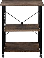 Vista 4 de Carrito de microondas de cocina de 3 niveles, soporte para microondas con ruedas, carrito de café con almacenamiento, estante rodante