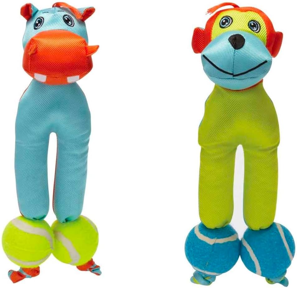 Tennis Tots 13" Ballistic Dog Toys for Medium to Large Breeds Combination Fetch Play and Tug (Set of Both Toys)