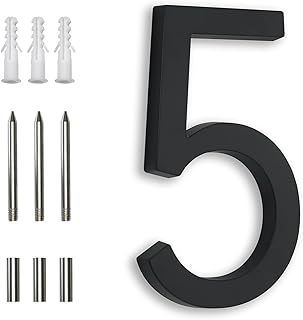 7 Inch Modern Aluminum House Number – Floating or Flush Mount, Metal Address Numbers for Home, Black Finish, Weatherproof & Durable