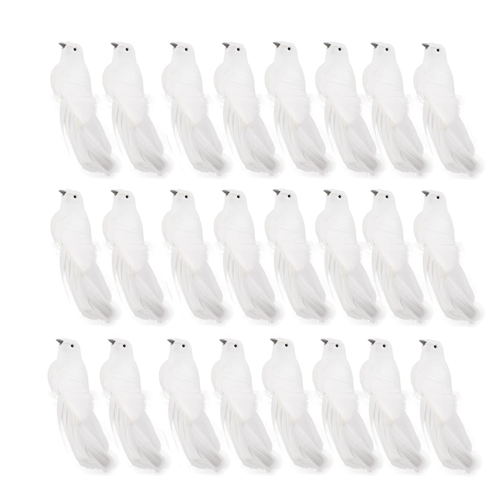 QYLJZB 24Pack Artificial White Doves Ornaments,Foam Feather Bird,Clip-On Christmas Tree Simulation Miniatures Peace Pigeon for Wedding Home Garden Party Accessories