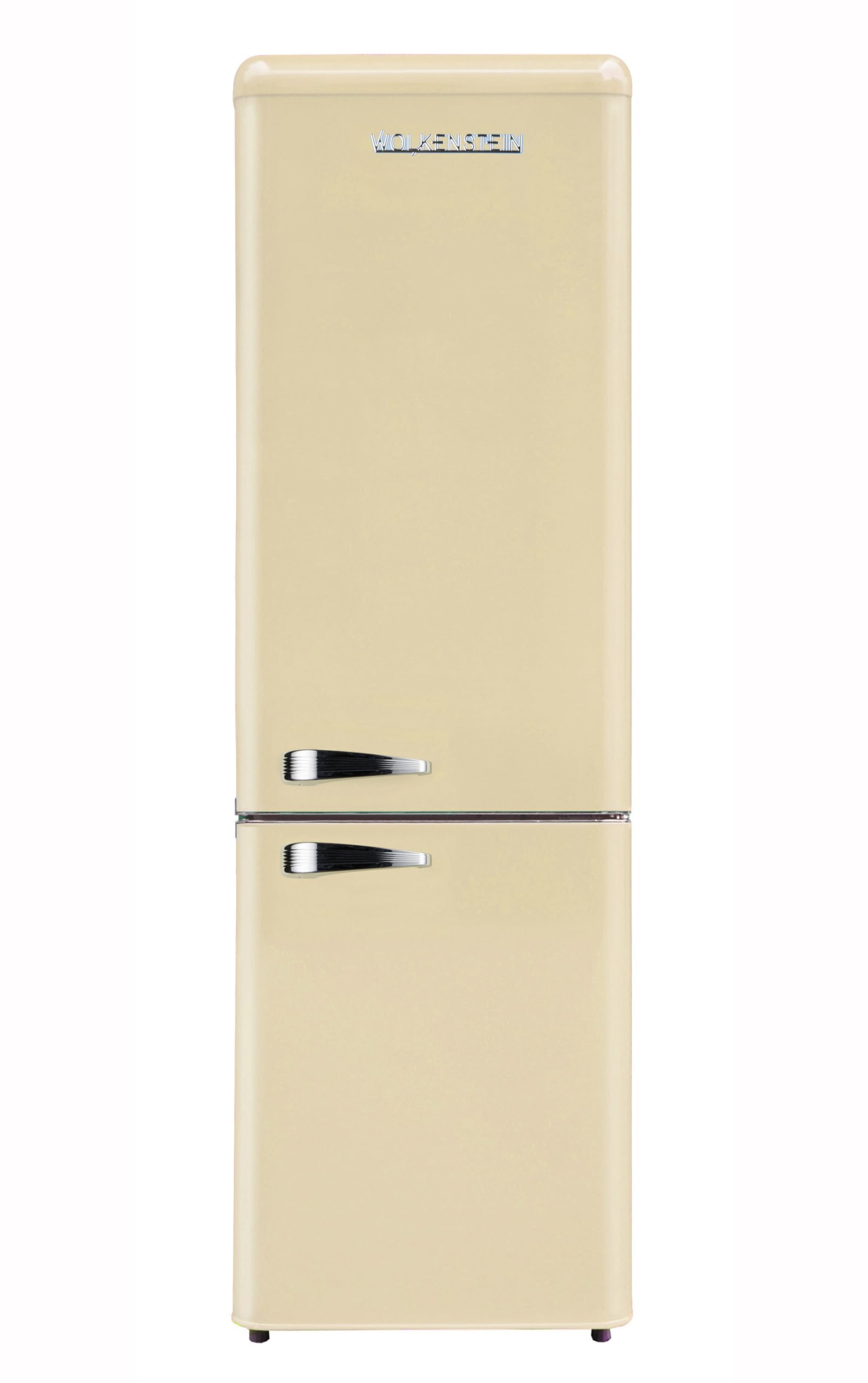 Wolkenstein Kühl-Gefrier-Kombination KG250.4RT SC Creme | 249 Liter Nutzinhalt | 4* | 69 Liter Gefrierfach | Externer Chromgriff | Silber Applikationen | Freistehend