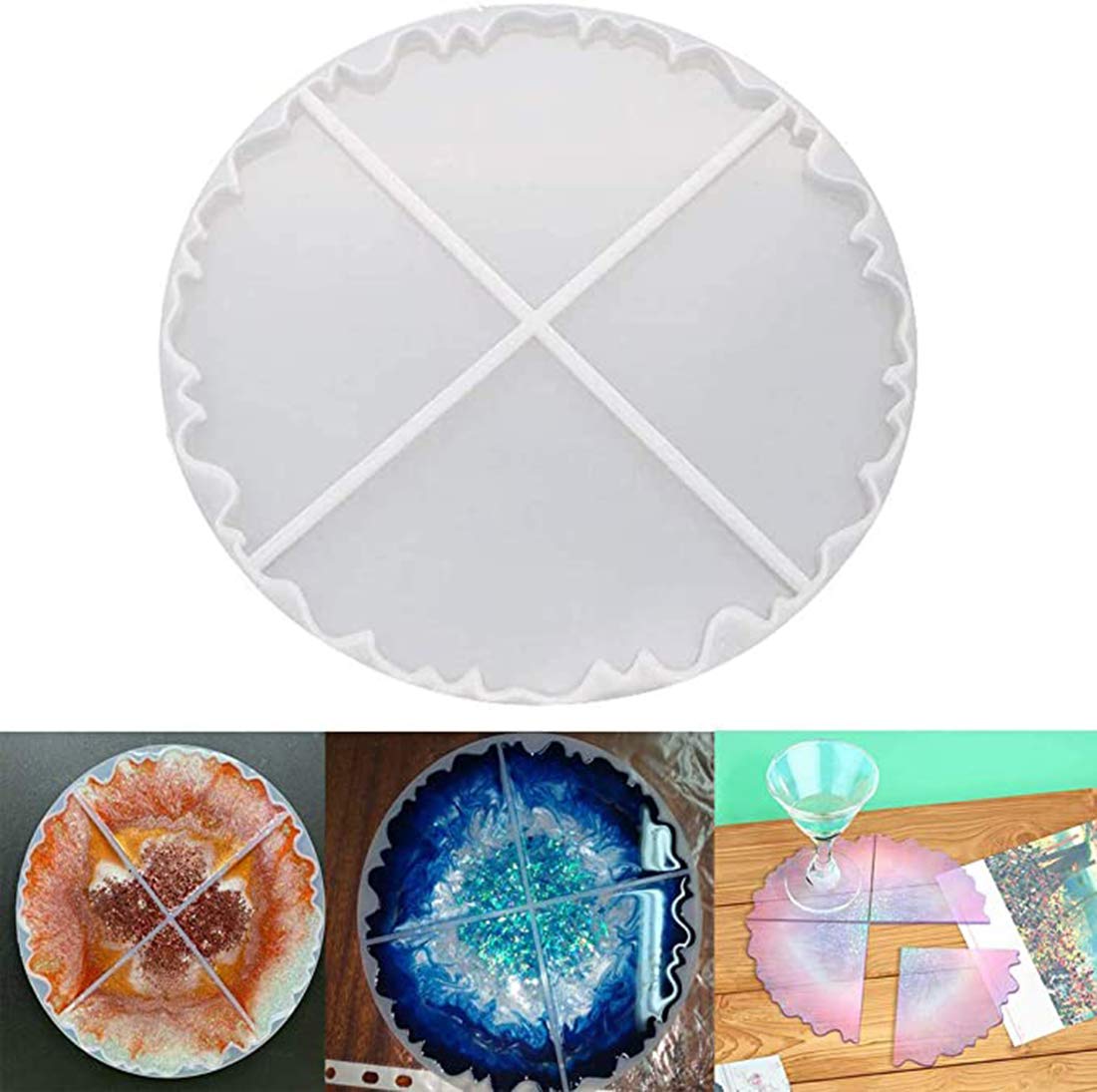 Dreamslink Geode Resin Silicone Epoxy Coaster Moulds for Making Faux Agate Slices, Coasters, Home Decoration