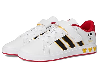 adidas Kids Disney Mickey Mouse Grand Court Shoes (Little Kid/Big Kid) Kids Shoes White/Black/Bold Gold : 2 Little Kid M, Rubber