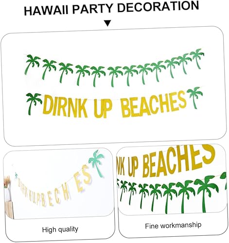 Miniatura 4 de Hawai: paquete de 2 pancartas de hojas de palmera para fiesta tropical para cumpleaños, boda, playa, diciembre