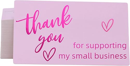 Tarjetas de agradecimiento rosas para pequeñas empresas, 2 tarjetas de agradecimiento para pequeñas empresas de 3.5 pulgadas, 120 tarjetas de