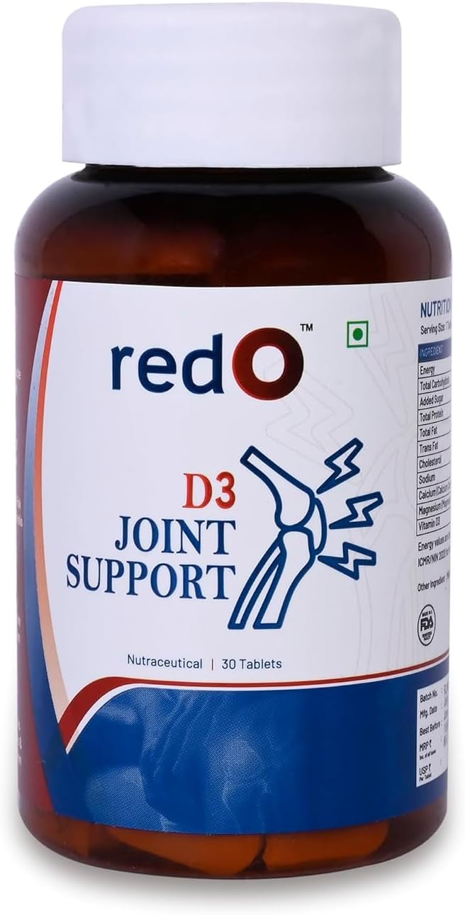 redO Joint Support Tablets for Men and Women | Vegetarian Calcium 500 mg & Vitamin D3 300 IU | Bone Health, Muscle Strength & Joint Supplement | Pack of 30