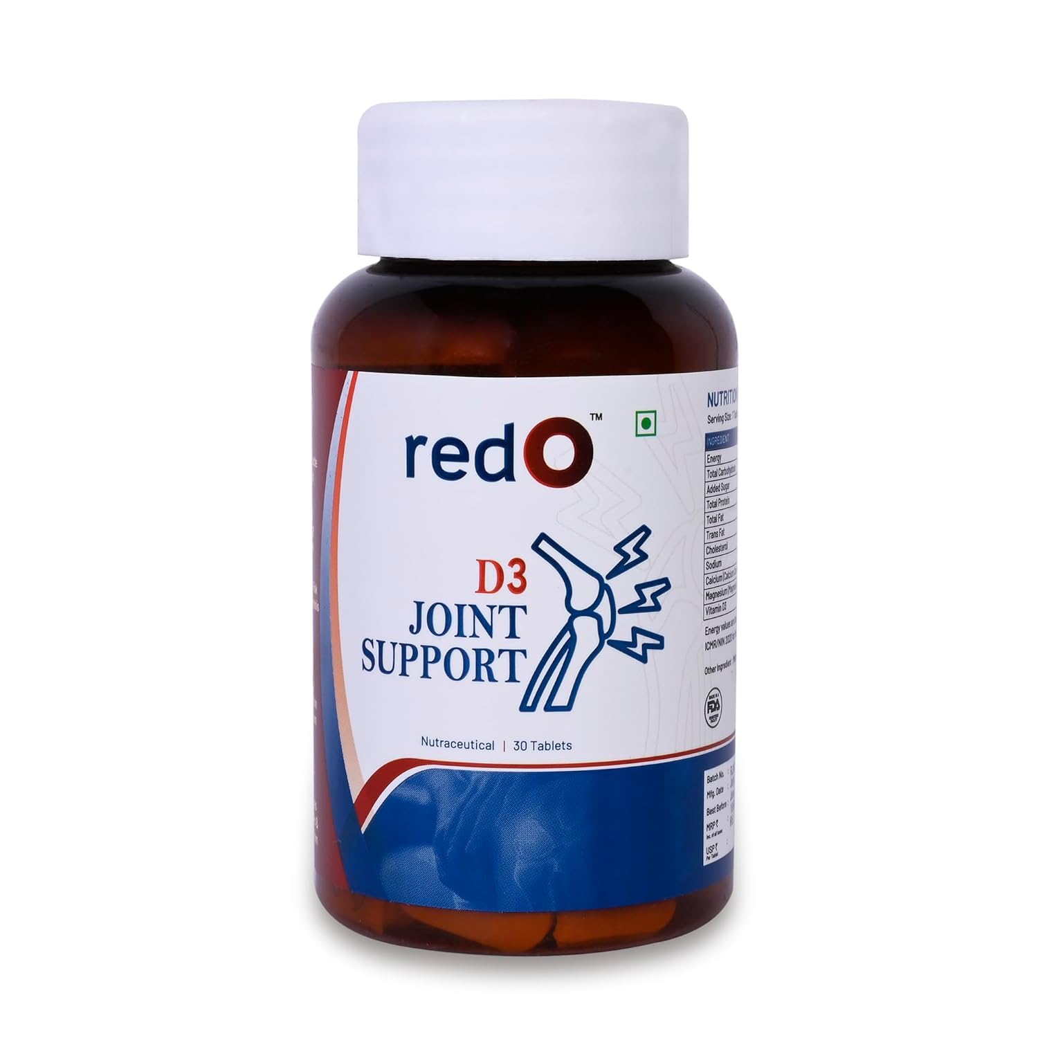 redO Joint Support Tablets for Women | Vegetarian Calcium 500 mg & Vitamin D3 300 IU | Bone Health, Muscle Strength & Joint Supplement | Pack of 30