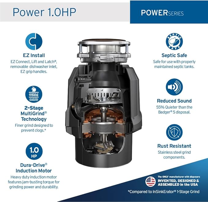Triturador de Basura InSinkErator Power 1HP Negro miniatura 3