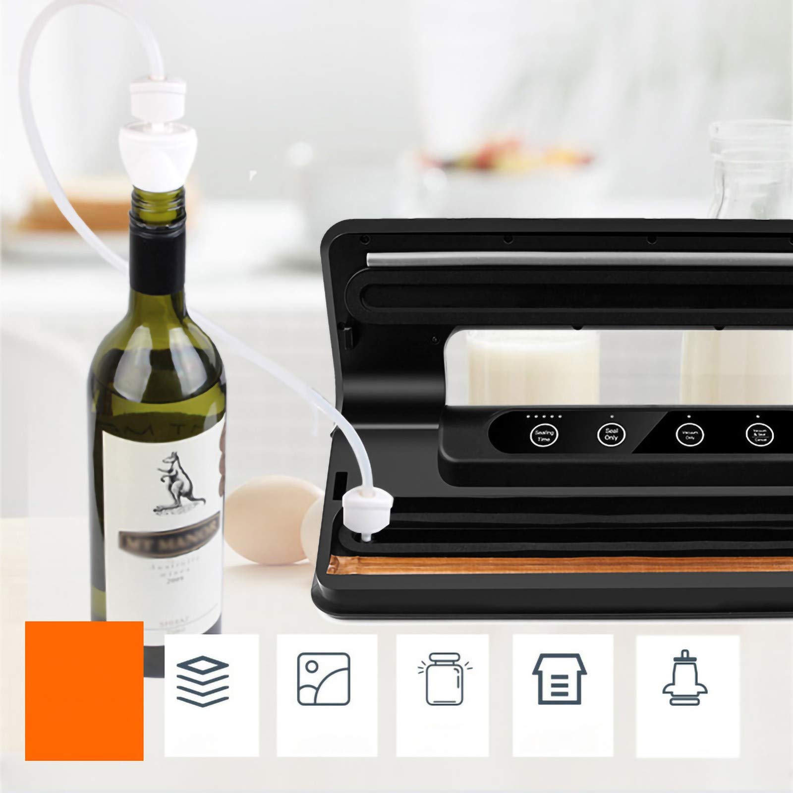 Macchina per Sigillare Sottovuoto, Macchina Confezionatrice Sottovuoto Automatica, Macchina per Sottovuoto Compatta per La Conservazione degli Alimenti, modalità Umidi Secchi