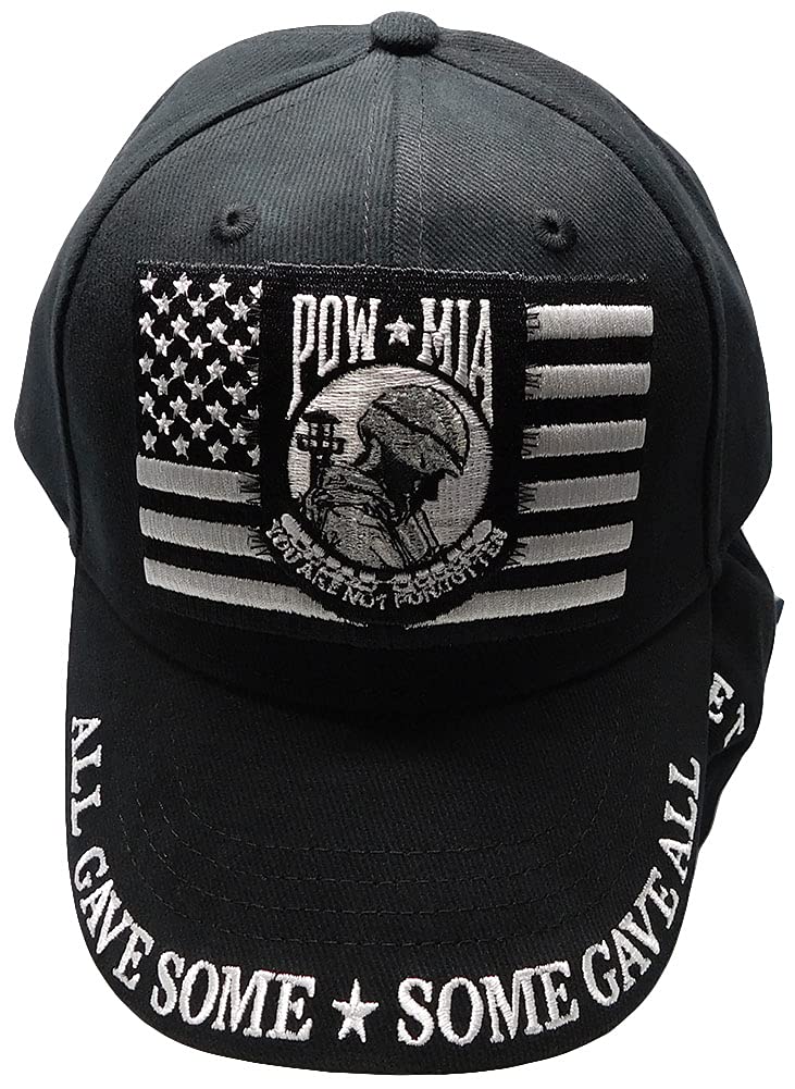 Trade Winds POW MIA All Gave Some Some Gave All Never Forget Black 100% Cotton Adjustable Embroidered Baseball Hat Cap