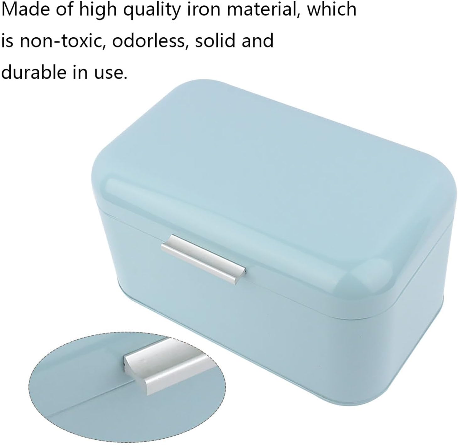 Buachois Large Bread Box,Iron Bread Box with Lid,Metal Bread Storage Bin,Bread Keeper Container,Bread Containers Storage,Modern Solid Color Retro Style,for Kitchen Counter (B)