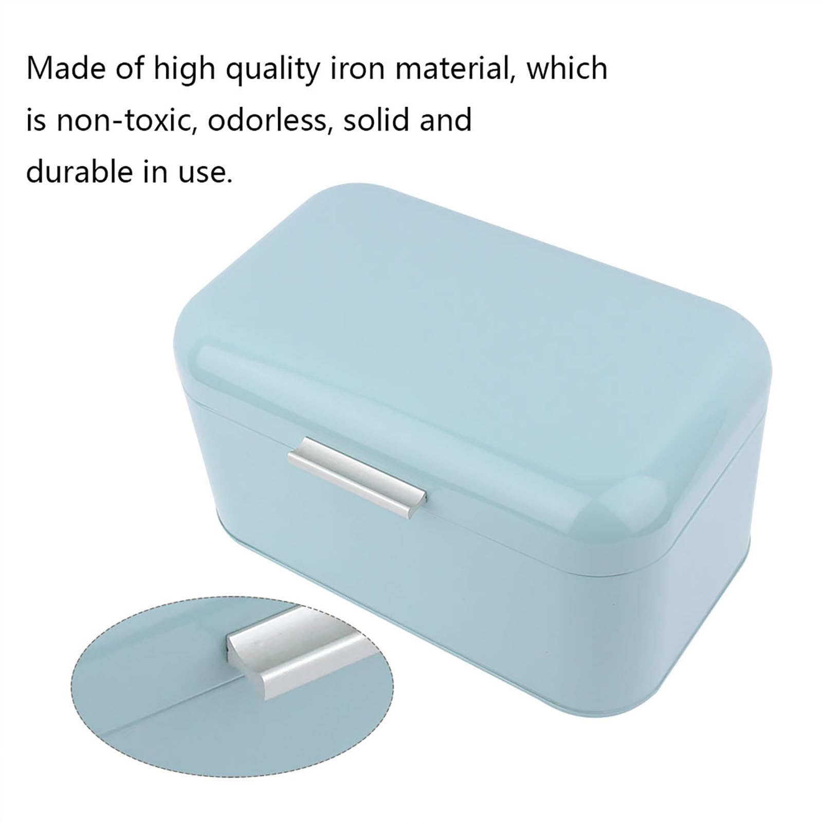 Retro Metall Brotkasten Blau Großzügiger Stauraum Küchenaufbewahrung Fingerabdruck-sichere Oberfläche Pulverbeschichtung Elegantes Vintage Design Robustes Eisenmaterial Für Brot Un