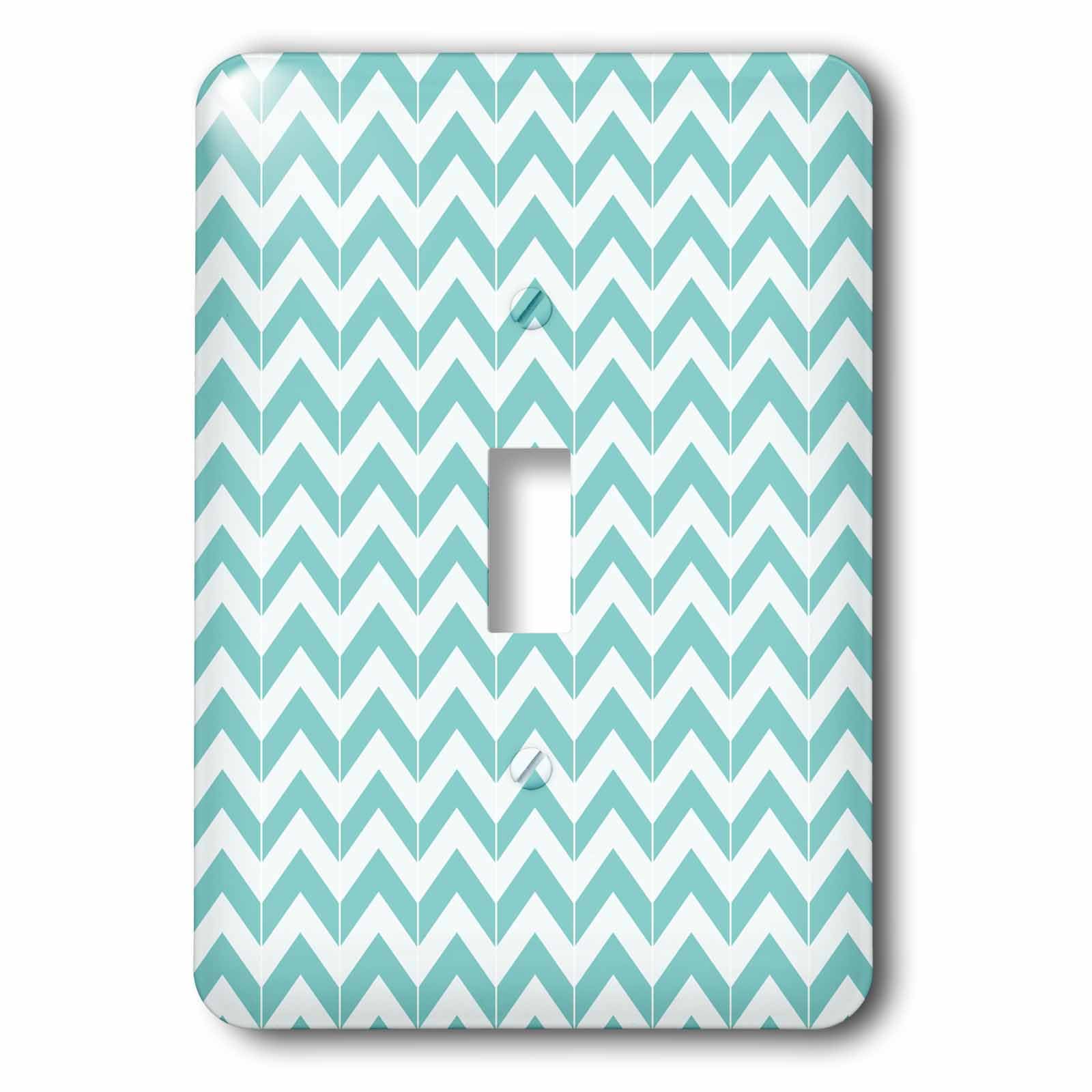 Interrupteur à bascule simple bleu aqua à chevrons 3dRose lsp_212471_1 pour déco murale