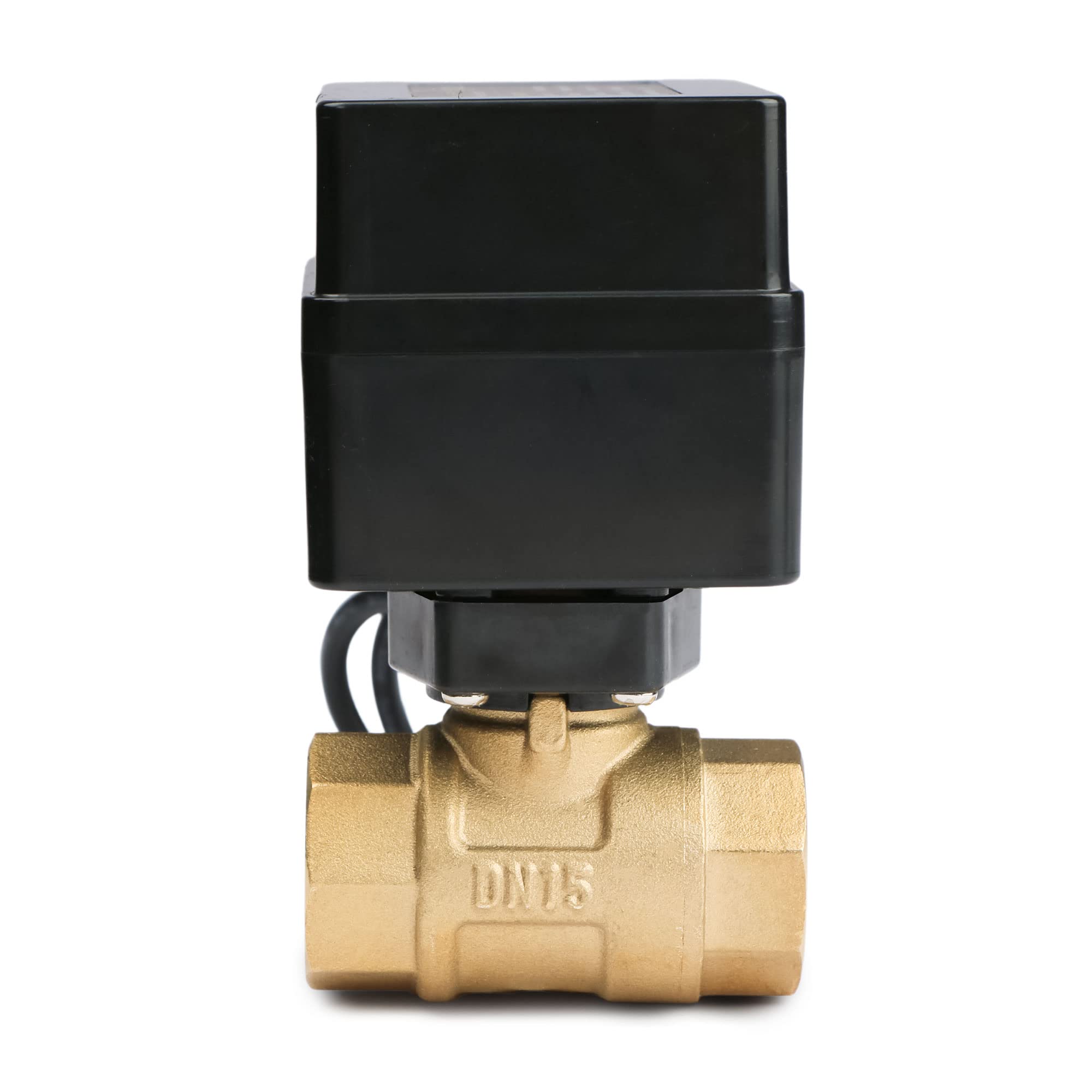 Valvola a sfera motorizzata - Valvola a sfera in ottone da 1/2" con porta standard, 9-36V AC/DC, configurazione di ritorno automatico a 2 fili, normalmente aperta (N/O) di U.S. Solid