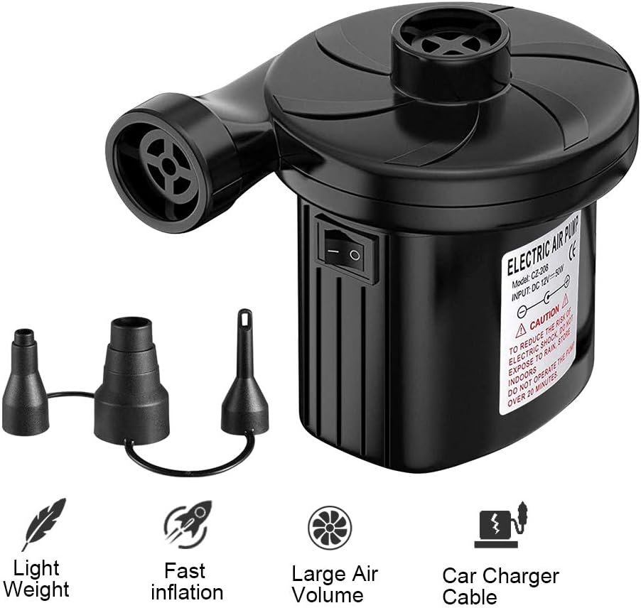 Woowind 12V Air Pump for Inflatables,Mini Pump with 3 Nozzles, Quick Inflate Deflate for Air Mattress,Air Sofa,Pool Floats,Swimming Rings (XP1) : Home & Kitchen