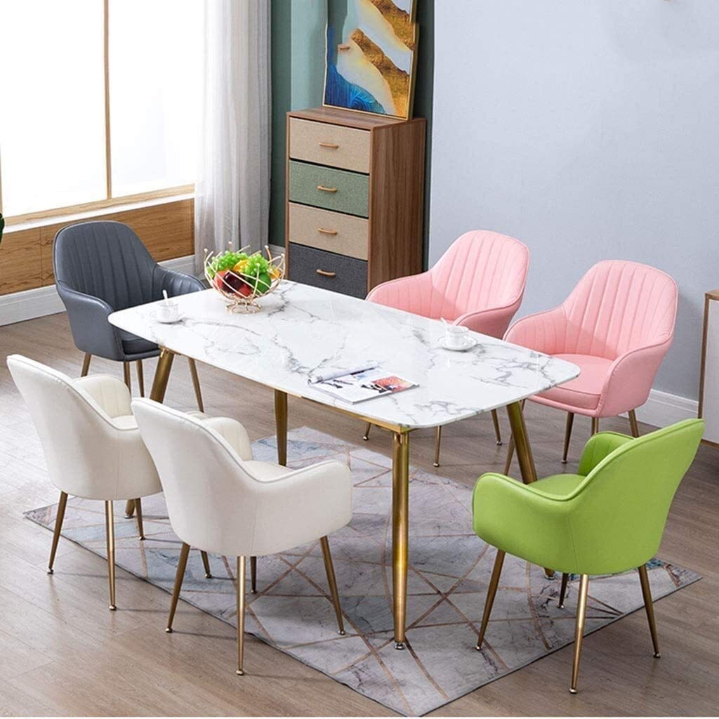 Moderne Küche Esszimmerstühle 4er Set Esszimmerstuhl Küchenstuhl Leder Rückenlehne Metall Anti-Rutsch-Fuß Eckarmlehne Stuhl for Zimmer Wohnzimmer Café Büro (Color : C)