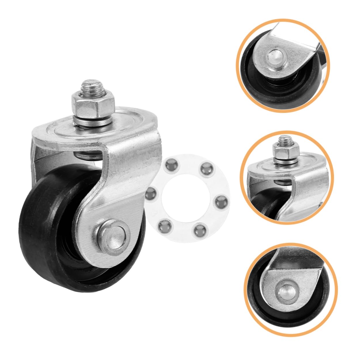 4 Stück Lenkrollen für Wagenheber aus Stahl, Silber, Robust