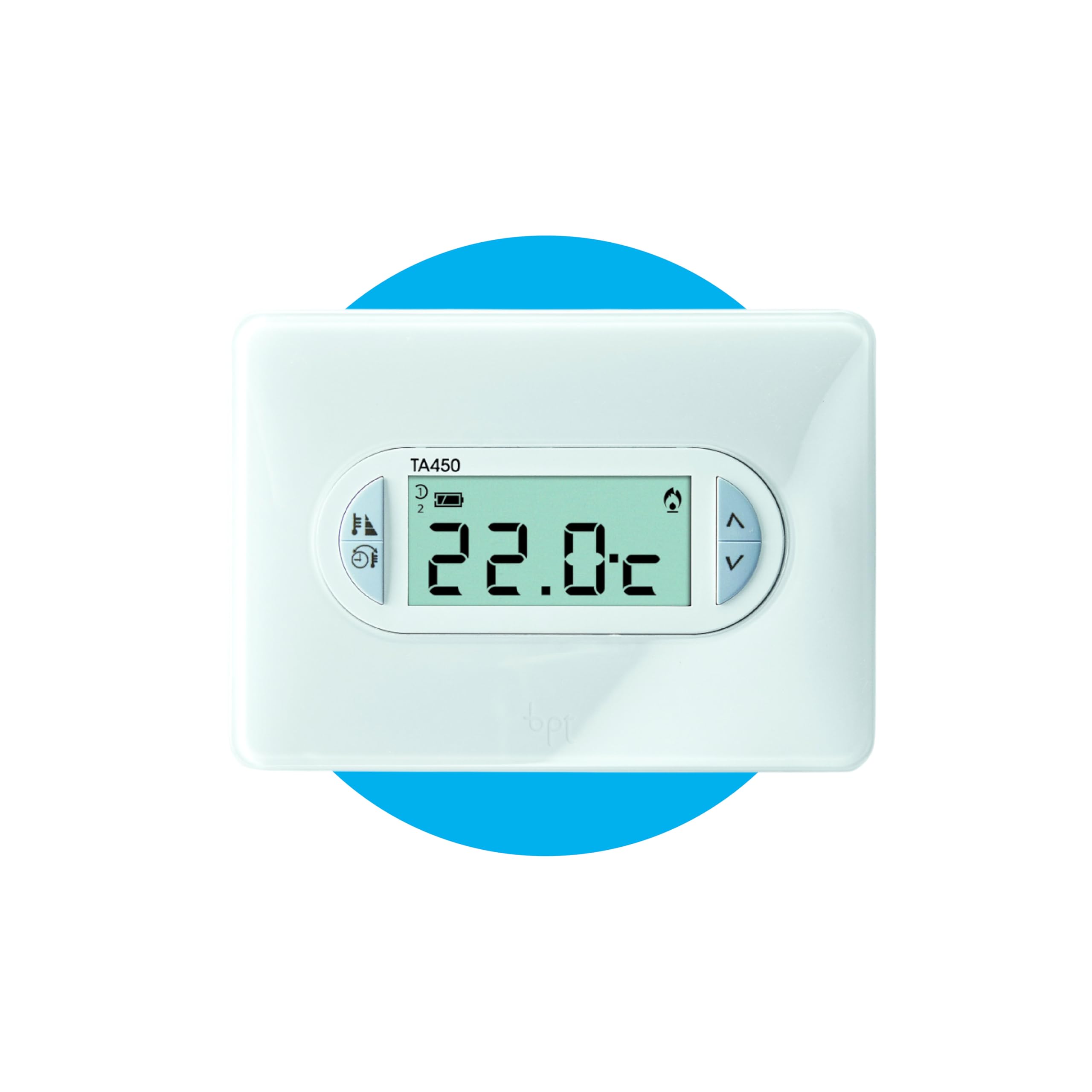 CAME Termostato digitale TA/​450 da parete con cover bianco ghiaccio display LCD alimentazione a batterie controllo della temperatura differenziale e proporzionale per ottimizzare comfort ed energia