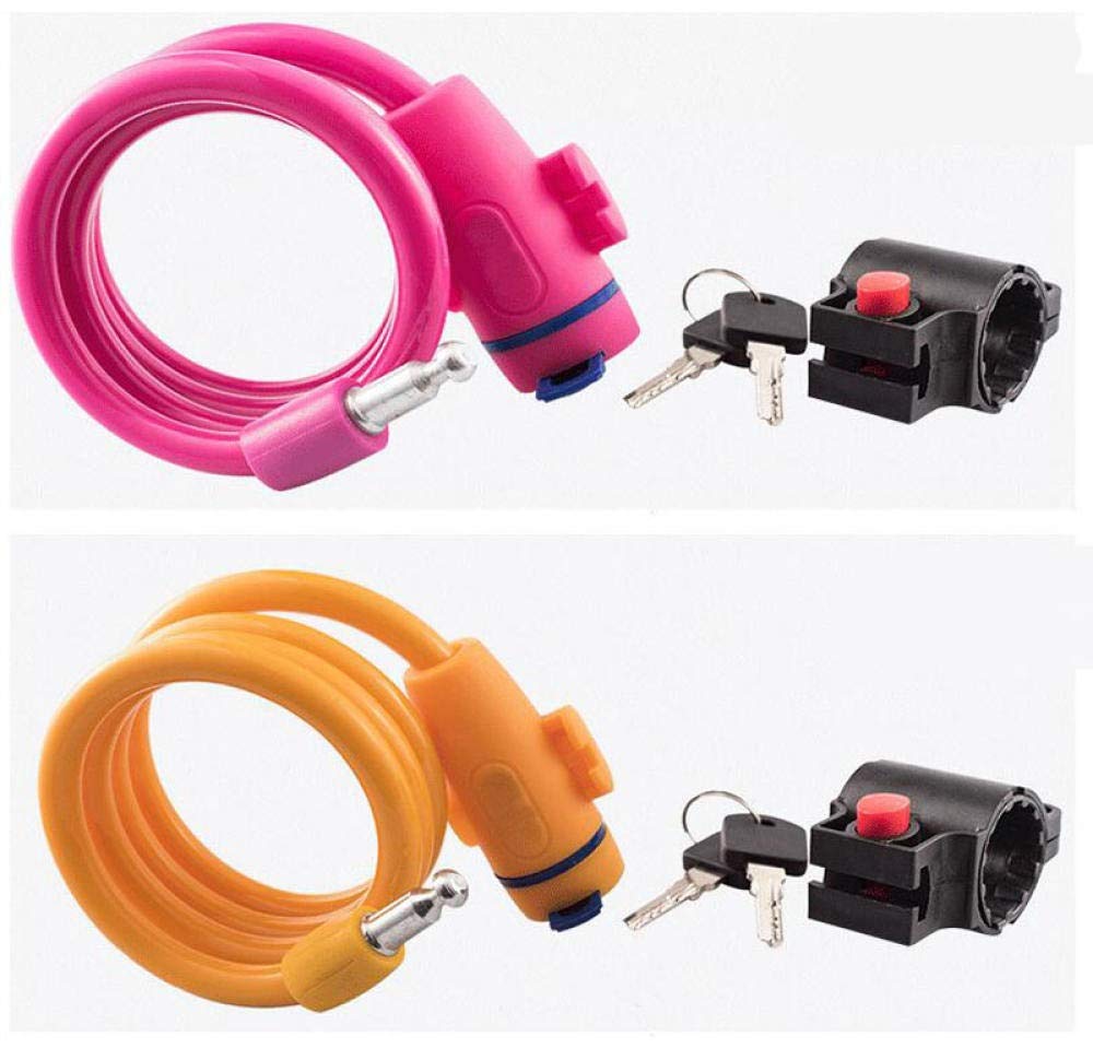 Robusto lucchetto for bici di sicurezza - Lucchetto a catena antifurto con staffa di montaggio e chiavi for biciclette, skateboard e altro(Pink)