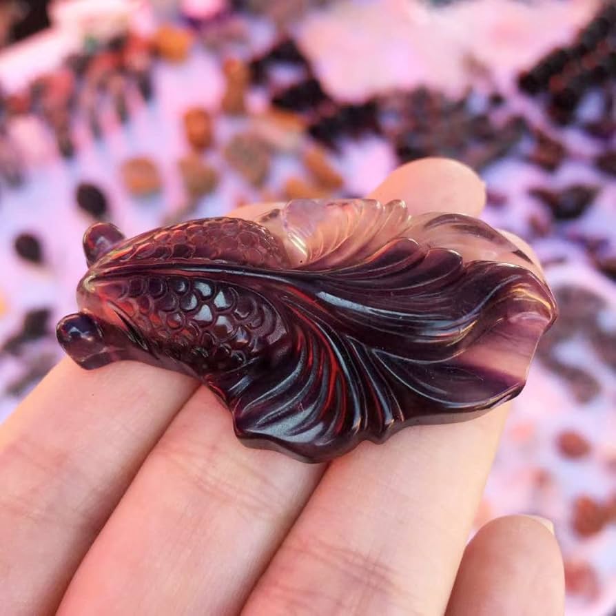 金魚　水晶　彫り 水晶彫刻金魚
