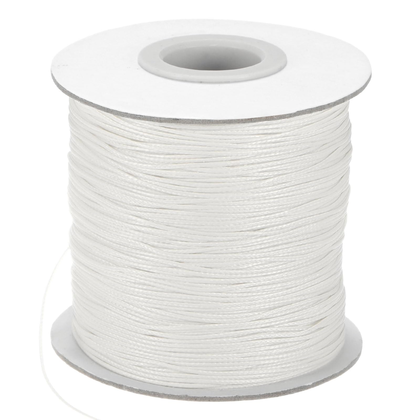 M METERXITY Waxed Polyester Cord, 175 Yards 0.5mm Waxed Beading String with Spool for Jewelry Making/DIY Handmade Crafts/Necklaces/Bracelets, String Macrame Bracelet Thread [Pure White]
