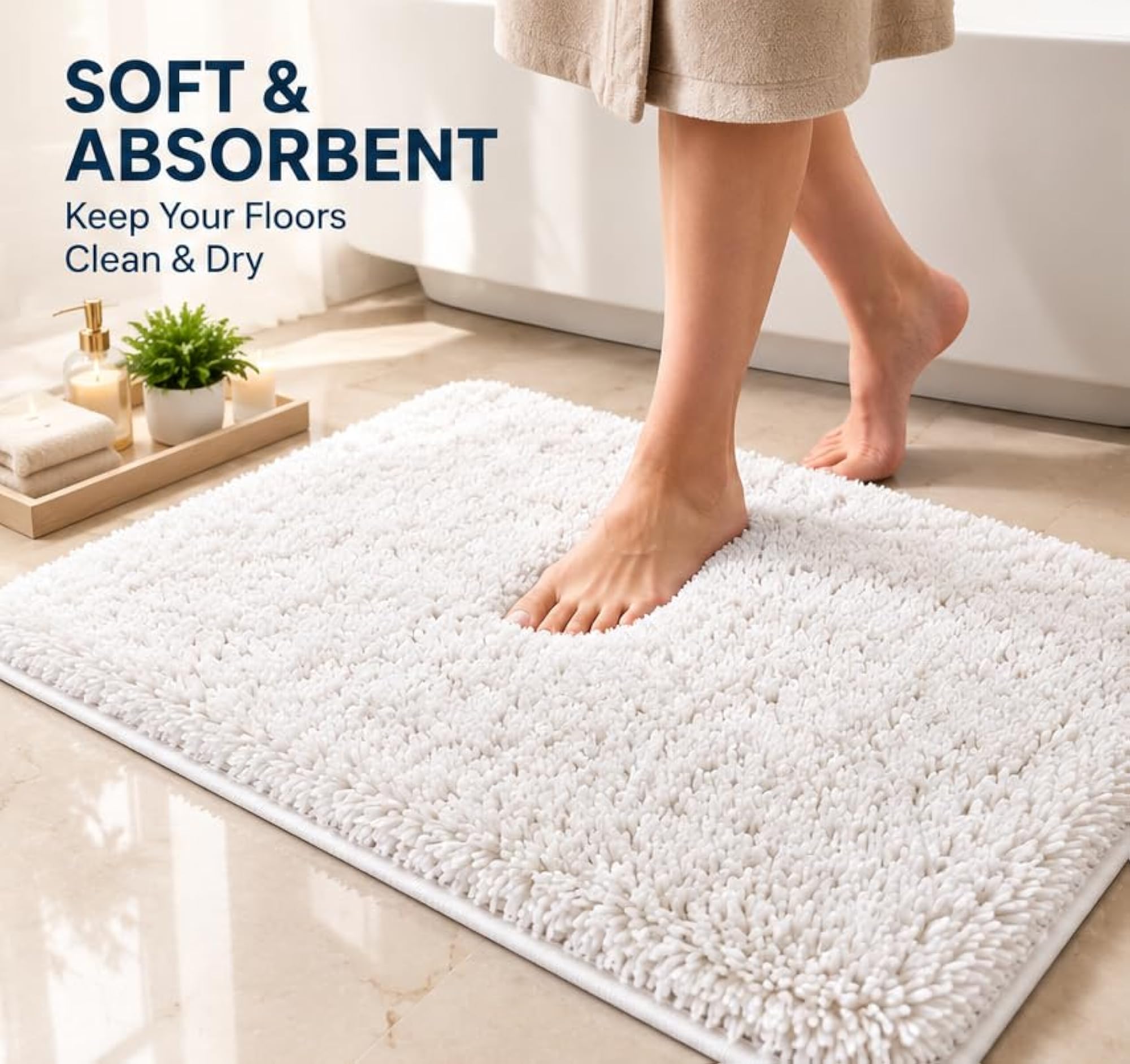 Microfiber Solid Rectangle Anti-Skid Bath Mat