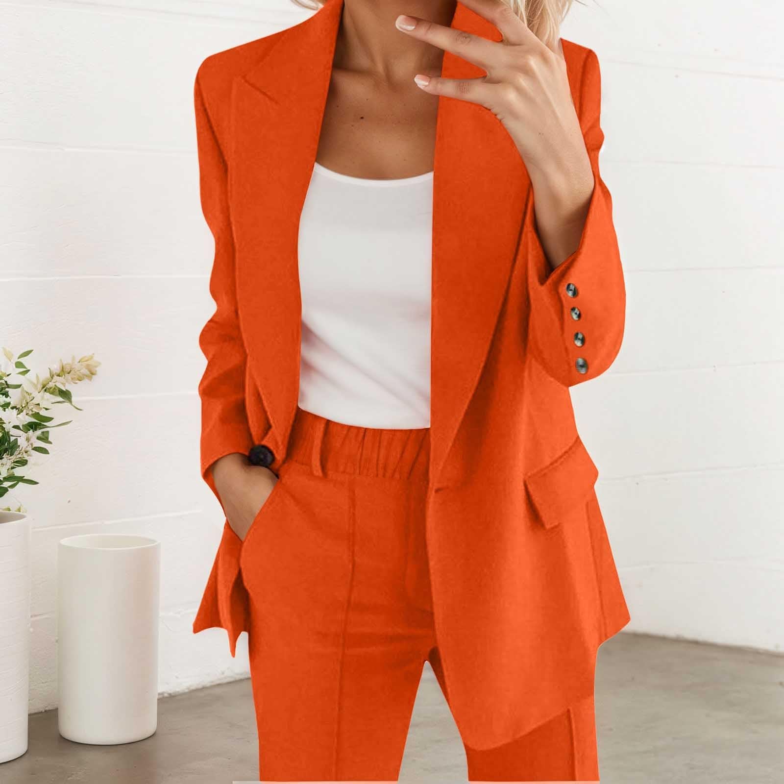Ensemble Pantalon Femme 2 Pièces Élégant Tendance Col V Manches Longues Coupe Ample Mariage Satin Bureau Raffiné Tailleur Femme A46