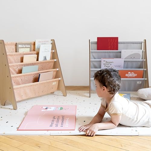 Miniatura 52 de 3 Sprouts Estantería de tela reciclada para niños, organizador de libros de 4 niveles, estantería de madera para guardería, sala de juegos, aula,